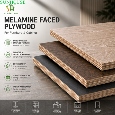 Un bon prix. 18 mm de contreplaqué en mélamine Eucalyptus peuplier en bois massif Planche de meubles pour armoires et armoires en ligne