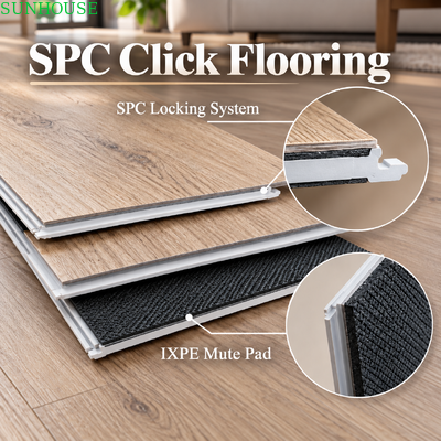 Un bon prix. Solution de revêtement de sol SPC Click commercial pour hôtels, bureaux, magasins de détail avec système de planches de vinyle à âme rigide durable en ligne